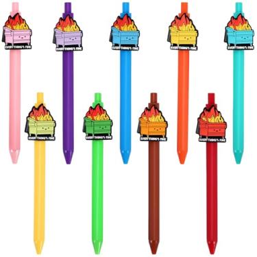 Imagem de ZLSPTK 9 canetas esferográficas engraçadas lixeira, acessórios de mesa de bombeiros, multifuncional, novidade, desenho animado, assinatura, clique, caneta, para escritório, material escolar, presentes