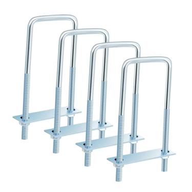 Imagem de RNXRZANK Conjunto de 4 Parafusos em U Quadrados com Porcas, Placa E Arruelas. Grampo em U de ângulo Reto, Profissional, Galvanizado, para Manutenção, M10 100x145 Mm