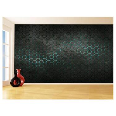 Imagem de Papel De Parede 3D Hexágonos Moderno Gamer Azul 3,5M Txt44 - Você Deco