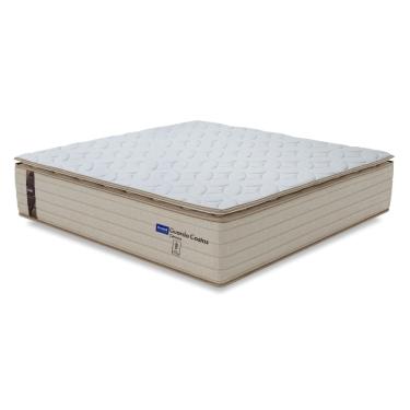 Imagem de Colchão King Probel Molas Ensacadas Pillow Top 193x203x30cm Guarda Costas Genova Branco/Bege