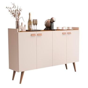 Imagem de Buffet Aparador Zeus Moderno Jantar 116cm em Madeira - Balcão Aparador Sala de Jantar Portas 4 - Design Premium (Off White Cedro)