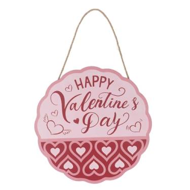 Imagem de TOPINCN Placa de Porta de Boas-vindas do Feliz Dia Dos Namorados, Placa de Parede Suspensa de Madeira Com Padrões de Coração, Cabide de Porta Redondo de 11,4 Polegadas para Decoração