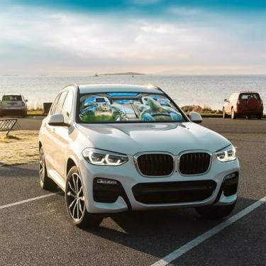 Imagem de Guarda-chuva dobrável para carro tartaruga marinha para para-brisas dianteiro mantém o veículo fresco para a maioria dos veículos, guarda-chuva de para-brisa 144,8 x 76,2 cm
