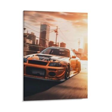 Imagem de HouLaiZhe Pôr-do-sol modificado S15 Jdm carro posters lona parede estética sala decoração de parede impressões galeria sala decoração de parede para quarto sala de estar escritório 08 x 10 polegadas