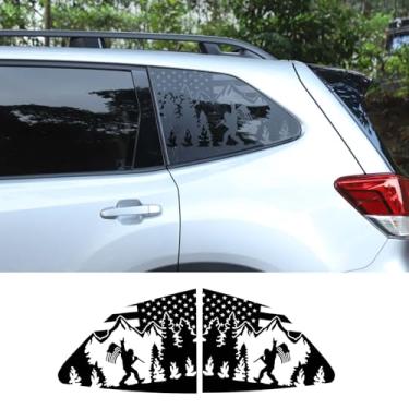 Imagem de Decalque de bandeira americana para janela traseira compatível com Subaru Forester 2024, acessórios adesivos de decoração de janela lateral para porta traseira, 2 peças
