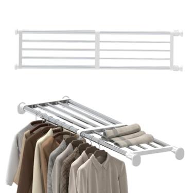 Imagem de Hershii Closet Tension Shelf & Rod Expandable Metal Storage Rack Organizador ajustável DIY separador para armário armário armário armário armário armário armário armário cozinha banheiro, Marfim, 101-152.5cm/39.76-60.03inches, 1