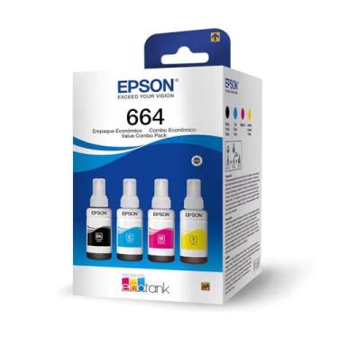 Imagem de Kit de Garrafas de Tinta Original Epson EcoTank T664 - Magenta, Amarelo, Ciano, Preto