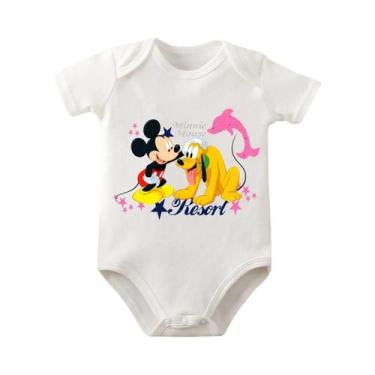Imagem de Macacão De Bebê Mickey Mouse 100% Algodão Para Recém-Nascidos De 0 a 1