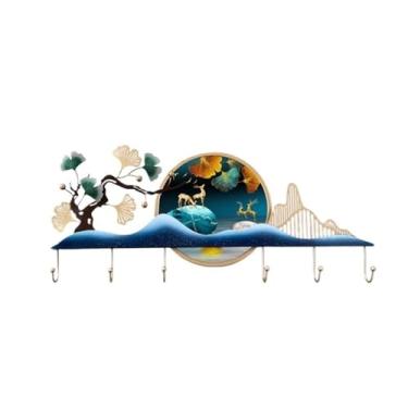 Imagem de Prateleiras suspensas Cabide de parede com 6 ganchos para pendurar chapéus, cabides, roupas e ganchos para jaquetas