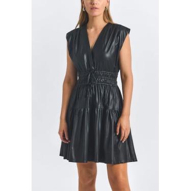 Imagem de Derek Lam 10 Crosby Vestido feminino Tora em couro sintético, Preto, 34