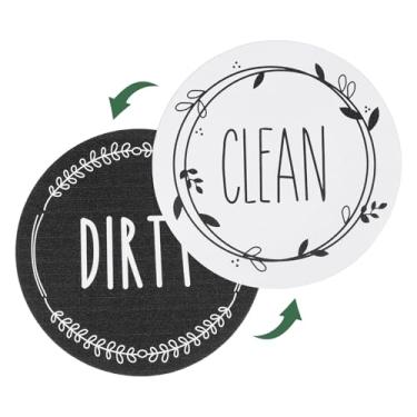 Imagem de Ímã para lava-louças, sinal limpo, sujo, redondo, magnético, indicador de máquina de lavar louça, placa dupla face, sem arranhões, com adesivos para lava-louças, cozinha, hotel, preto/branco