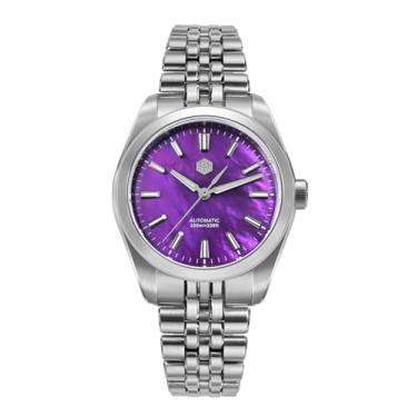 Imagem de San Martin SN0144GX-4/7 MOP 39 mm 90S5 Relógios automáticos 10 bar resistência à água BGW-X1 luminoso, mostrador roxo