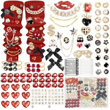 Imagem de Kit de 137 peças de amuletos de meias de lixo, broches e alfinetes para mulheres, pingentes de sapato com pinos de segurança de pérola e botões de broche, acessórios para meninas adolescentes DIY para