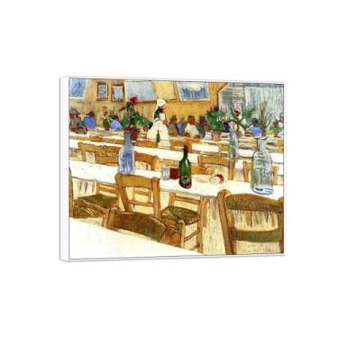 Imagem de Vincent van Gogh Famosa pintura em tela de arte de parede pronta para pendurar. Restaurante em Arles. Imagem em moldura branca para decoração de sala de estar 70 x 85 cm 27 x 33 pol