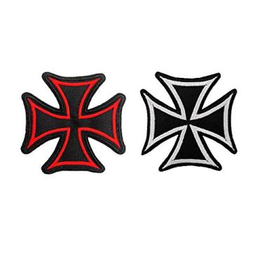 Imagem de Cute-Patch Cruz de ferro gótico maltês bordado com emblema para colete de motociclista