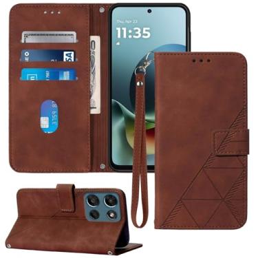 Imagem de Moment Dextrad Capa carteira para Moto G Play 2026, compartimentos para cartão, alça de pulso, proteção interna de telefone TPU, capa flip de couro PU para Moto G Play - 2026 (marrom)