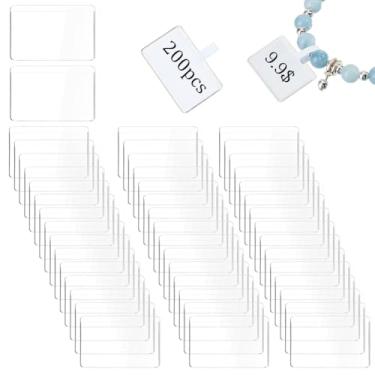 Imagem de AHANDMAKER 200 peças de etiquetas de plástico transparente para prateleiras de PVC transparente 1,5 x 2,5 cm capa protetora de cartão para loja de varejo loja supermercado exibição decoração