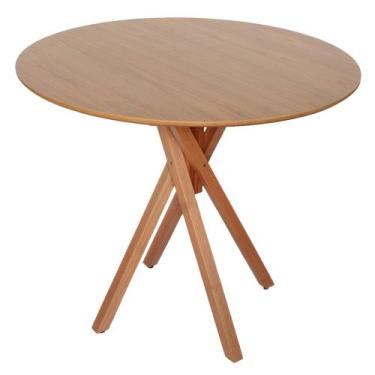 Imagem de Mesa de Madeira Redonda D90cm x A75cm Jantar Café Varanda - June - Piz