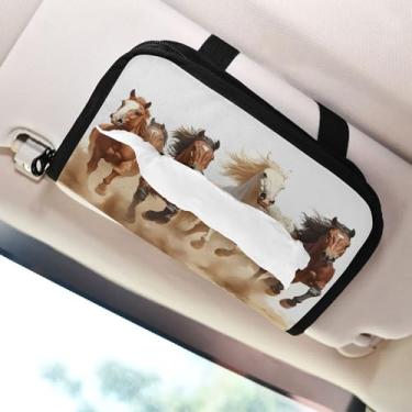 Imagem de SEHANY Suporte de lenços de carro Majestic Horse, caixa de lenços para carro, viseira solar, porta-guardanapos retangular, dispensador de máscara de carro, caixa de lenços de papel para automóveis