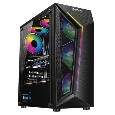 Imagem de Gabinete Gamer Hayom GB1713, Mid Tower, LED RGB, ATX 4x Cooler Fan RGB, - GB.17.10.13-Unissex