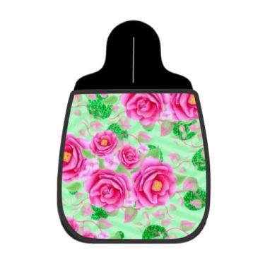 Imagem de Lixeira De Carro Organizador Lixinhocar Rosas Fundo Verde