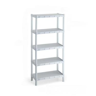 Imagem de Estante com 5 Prateleiras de Plástico - Organizadora Modular Multiuso, Ideal para Livros, Cozinha, Quarto e Objetos Domésticos, Prática e Leve (5 Prateleiras Branco)