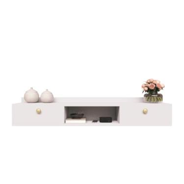 Imagem de Rack Suspenso Home Para Tv Bancada Flutuante 2 Portas Sala Quarto(Branco)