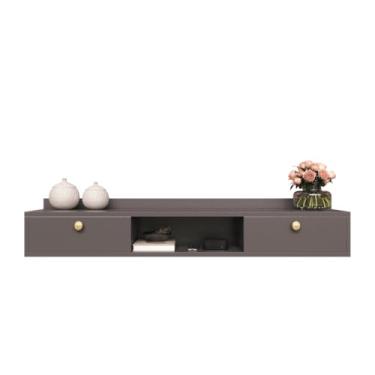 Imagem de Rack Suspenso Home Para Tv Bancada Flutuante 2 Portas Sala Quarto(Cinza)