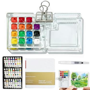 Imagem de Mini conjunto de tinta aquarela de 15 grades, kit de viagem para aquarela, conjunto de viagem de aquarela, paleta de tinta portátil para pintores, artistas, estudantes