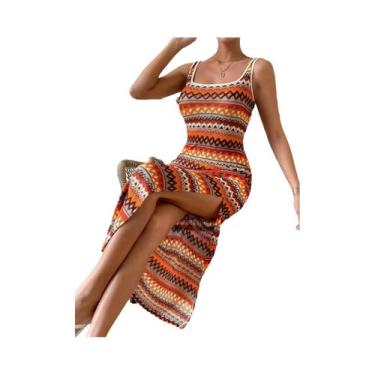 Imagem de Vestido Sem Mangas Com Costas Descobertas E Fenda Em Chevron Estilo Bo