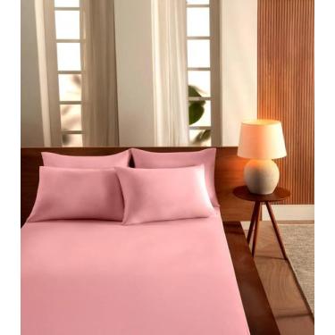 Imagem de Jogo De Cama Queen Malha 3 Peças Liso Vivaldi Rosa, UN, Rosa