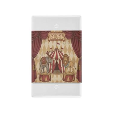 Imagem de Wassud Placa de cobertura de interruptor de luz, padrão de circo, capas de tomada decorativas, placa de parede para tomadas elétricas em branco 11 x 6 cm