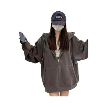 Imagem de Moletom Feminino Com Zíper E Capuz De Manga Longa, Moda Coreana Y2K, C