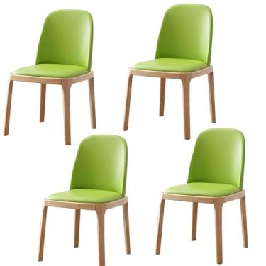 Imagem de Conjunto de 4 cadeiras de jantar modernas, cadeiras de cozinha de couro sintético de camurça com encosto ergonômico e pernas de madeira maciça para sala de estar - Pacote com 8
