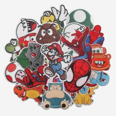 Imagem de 18 peças costuradas a ferro em remendos, apliques bordados remendos de reparo de tecido, adesivos fofos de anime de desenho animado para crianças, roupas de adultos, jeans, jaquetas, chapéus, sapatos