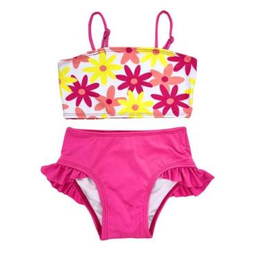 Imagem de Biquíni Top Faixa Estampada + Calcinha Lisa - Catarinense, Floral rosa