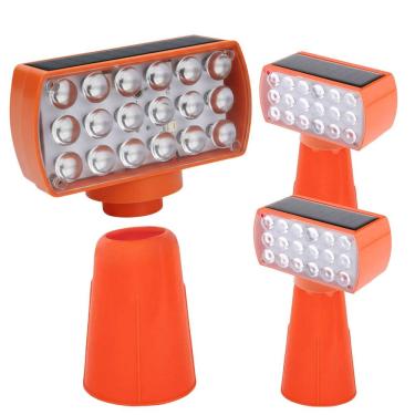 Imagem de Sinalizador Solar Viario Kit 3 Duas Cores Cone Alerta Seguranca Noturna Obra  Avenida Rodovia Alerta Estrada Transito