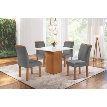 Imagem de Sala de Jantar 4 Cad Vidro 0,9x0,9m - Chicago - Sky Móveis