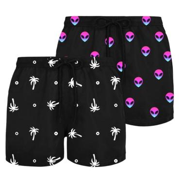 Imagem de Kit 2 Bermudas Masculinas Plus Size Estampadas Tactel Leve Secagem Rápida Treino Conforto-Masculino