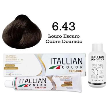 Imagem de Kit Coloração Itallian Color 6.43 Louro Escuro Cobre Dourado + Oxi 30