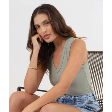 Imagem de Blusa Regata Feminina Canelada Marisa Verde-12012, Verde, GG