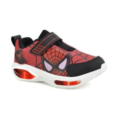 Imagem de Tênis Meninos Mini Pe Vermelho Preto Velcro Luz Led Casual-Masculino