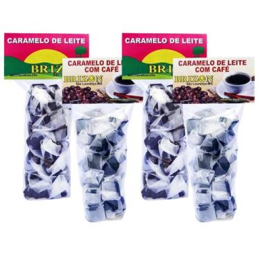 Imagem de CARAMELO DE LEITE PURO E COM CAFE 100g BALAS BRIZON - KIT 4 UNIDADES