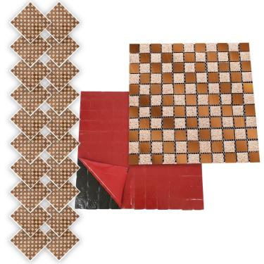 Imagem de Pastilha De Vidro Autocolante Kit 20 Uni Parede Cozinha Box Banheiro Sala Decorativa Facil Aplicacao Moderna Requintada