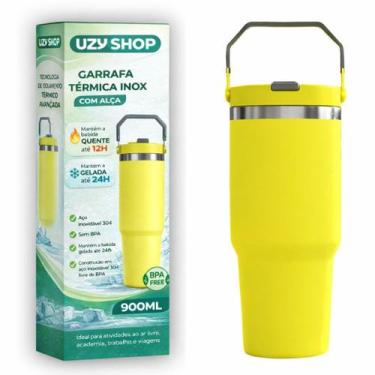 Imagem de Garrafa Térmica 900ml Isolamento a Vácuo Inox 24h Quente Frio Academia