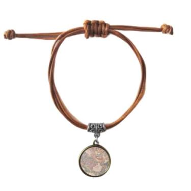 Imagem de DIYthinker Pulseira de couro enferrujado com textura de ferro áspero enferrujado, pulseira de couro com corda de couro marrom joia presente