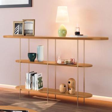 Imagem de Aparador de Sala com Prateleiras Pé Metal Infinity Cinamomo - HB Móvei