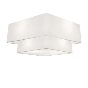 Imagem de Plafon de Teto Md-3022 de Sobrepor Quadrado com Cúpula em Tecido e Tampa Inferior Branco Vivare Brasil Iluminação