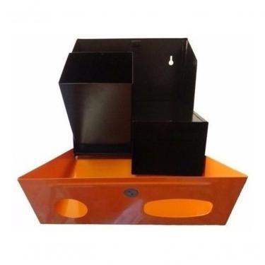 Imagem de Lixeira Coletora para Pilhas e Baterias 2 Recipientes 3 e 85L Metal Parede Manual Laranja e Preto Higipack