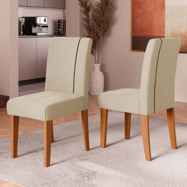 Imagem de Kit 2 Cadeiras De Jantar Estofadas Multimóveis Cr50256 Cinamomo-bege-chocolate